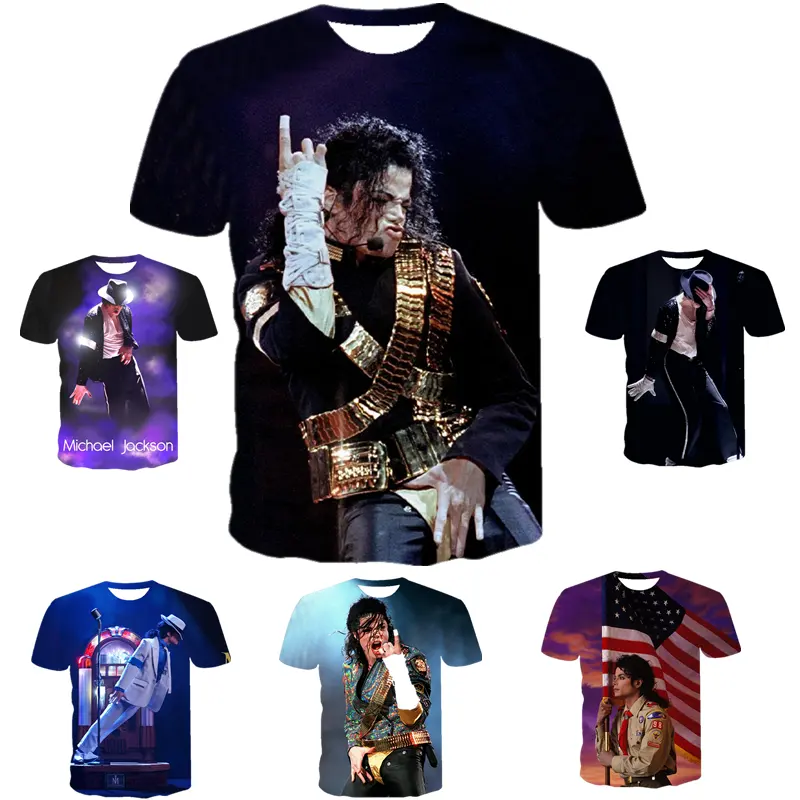 Camiseta estampada king of pop michael jackson, camiseta 3d de hip hop com estampa de michael jackson para homens e mulheres