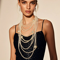 Ensemble de colliers multi-rangs exagérés en fausses perles, style européen et américain, longue chaîne de pull, chaîne serpent, bijoux en gros