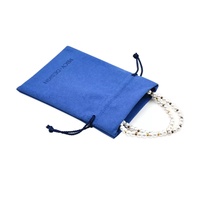 Pochette de rangement pour bijoux rectangulaire légère en microfibre de cuir vegan suédé Talent Nice 6,5x8 cm avec cordon de serrage