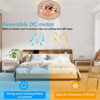 Ventilateurs de plafond LED en rotin ABS de qualité supérieure pour salle d'étude intérieure, style ferme, avec moteur DC, télécommande et lumière