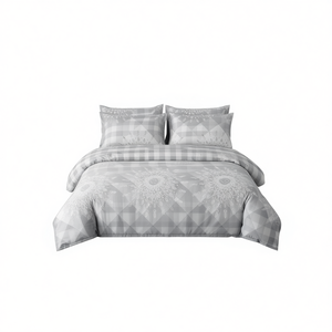 Set Copripiumino con Cerniera in 100% Poliestere, Motivo Geometrico Moderno, con Federe, Morbido e Traspirante per un Sonno Confortevole - Product Image 1