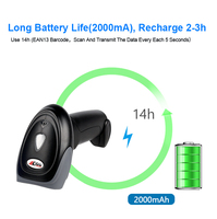 Escáner de Código de Barras Inalámbrico 2D 2.4G, Lector de Códigos QR, Pistola de Escaneo USB con Cable y Batería de 2000mAh para Supermercados y Tiendas