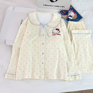 Ensembles de vêtements de nuit <span class=keywords><strong>2020</strong></span> #   Pyjama pour femmes en <span class=keywords><strong>velours</strong></span> double face à manches longues, cardigan, col châle, costume chaud de dessin animé - Product Image 3