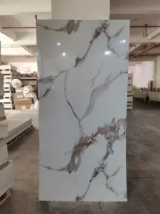 Panel de pared de mármol de PVC 2024, hojas de grano de tablero de mármol UV de buen diseño de alto brillo