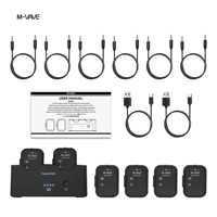 Système de monitoring sans fil M-VAVE WP-12 2.4G pour écouteurs, émetteur rechargeable, 6 récepteurs avec bouton de volume et fonction de sourdine