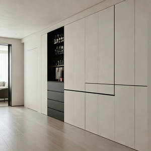 Buffet moderne modulaire en bois, sans poignées, du sol au plafond, pour le rangement dans la chambre et la <span class=keywords><strong>salle</strong></span> <span class=keywords><strong>à</strong></span> <span class=keywords><strong>manger</strong></span> - Product Image 1