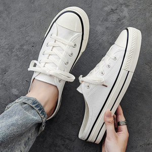 Men's summer low heell canvas sneakers men's versatile for all occasions men's lazy bag style half-truck Canvas trendy Shoes - Product Image 5