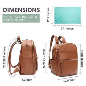 Bolsa de Pañales Impermeable de Cuero PU con 6 Bolsillos Aislados, Mochila Personalizada para Mamá y Papá, Bolsas Organizadoras de Viaje - Certificación BSCI - Product Image 6