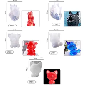 Gorilla, leone, coniglietto cucito, maialino, gatto di formaggio, unicorno, testa di lupo e altri stampi per animali in resina 3d in silicone per animali