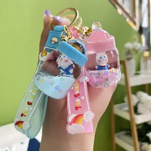 akrilik anahtarlık bebek Suppliers-Sıcak satış tavşan bebek şişeleri sıvı anahtarlık 2022 yaratıcı sevimli yüzen sıvı anahtarlık çanta araba anahtarlığı akrilik anahtarlık
