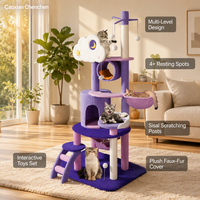 Arbre à chat de luxe multi-niveaux en peluche, design Nuage Céleste, avec poteaux à gratter en sisal, tour d'intérieur pour chatons