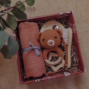 Hand-Crocheted Animal Rattle Toy Set - Baby Safe Teether &amp; Shaker Gift Box, Newborn Infant Toys Gift Set - Product Image 6