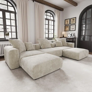 Factory Direct Sale <strong>Affordable</strong> Modern Villa Grey Corduroy Velvet Modular Sofa Hotel <strong>Sectional</strong> Couch for Living Room - Product Image 3
