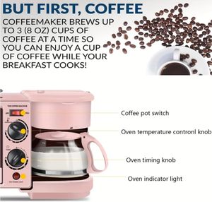 <b>Electric</b> 3-in-1 Multi-Function Breakfast Maker with Toaster Oven Coffee Pot & Frying Pan for Household Use - Product Image 5