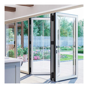Portes coulissantes pliantes, cadre de porte en verre pliant, porte en aluminium à double pliage pour villa, hôtel, chalet, maison - Product Image 1