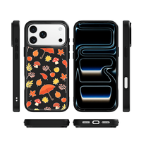 Coque de téléphone AG Feeling Black Edge avec motif floral doré pour iPhone 17, 17 Pro Max, 16 Pro, 15 – Coque magnétique