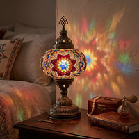 Lampe de table en mosaïque turque, verre teinté fait main, style bohème, lampe de chevet vintage, base en bronze pour la décoration de la chambre à coucher et du salon