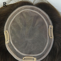 Prothèse capillaire double mono en cheveux Remy d'origine chinoise, densité 120%, cuticules alignées, style ondulé droit, nœuds invisibles