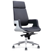 Avec châssis en forme de grenouille, coque en plastique noir et blanc, chaises de luxe en cuir pour bureau