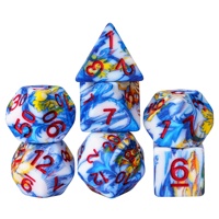 Ensemble de dés polyédriques en résine personnalisables avec logos, 7 pièces, motifs multicolores pour jeux de rôle (D&D)