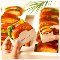 Boîte à hamburger jetable personnalisée Boîte d'emballage écologique pour mini sandwich à emporter Boîte de papier pour pâtisserie boulangerie à emporter