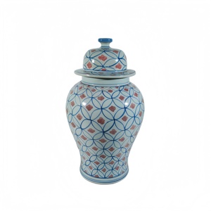 Vaso Antico in Porcellana Blu e Bianca Dipinto a <span class=keywords><strong>Mano</strong></span> <span class=keywords><strong>di</strong></span> Jingdezhen con Coperchio, Motivo Paesaggistico, Contenitore in Ceramica per <span class=keywords><strong>Arredamento</strong></span> Casa - Product Image 2