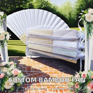 Éventail en bambou imprimé personnalisé de 21 cm pour la décoration intérieure, style musical, éventail en tissu sculpté pour le Nouvel An chinois, cadeau de mariage - Product Image 2