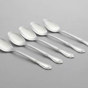 Ensemble de cuillères à thé classiques en argent plaqué, acier inoxydable, manche long, poli miroir, passe au lave-vaisselle, pour les occasions de mariage - Product Image 1