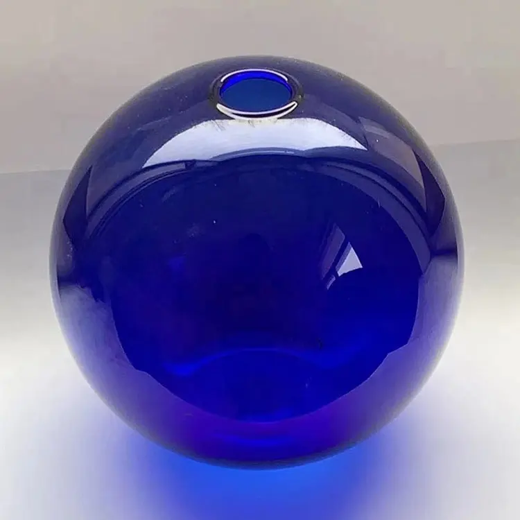 卸売アンティークラウンドホウケイ酸色の青い泡ガラス球ボール花瓶用リビングベッドルーム家の結婚式の装飾
