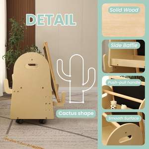 Caballete de Arte para Niños, Caballete Infantil <span class=keywords><strong>con</strong></span> <span class=keywords><strong>Ruedas</strong></span>, Pizarra Magnética de Madera, Caballete Móvil para Niños <span class=keywords><strong>con</strong></span> Almacenamiento, Tablero de Dibujo Vertical - Product Image 4
