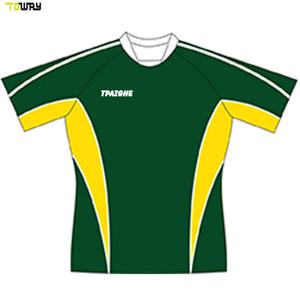 Camiseta de Rugby Sublimada al por Mayor Verde y Amarilla - Product Image 1