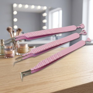 Pince à cils rose à pointe de précision, manche en forme de cœur, en plastique, pour extensions de cils - Product Image 5