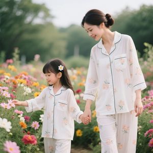HUOYOUNG Custom Summer Loungewear Pyjamas PJ Set Cotton Sleeping Mommy and <strong>Me</strong> Family Matching Pajamas Set Women - Product Image 3