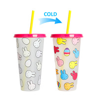 Gobelets en plastique PP de qualité alimentaire de 24 oz, durables, changeant de couleur, avec couvercles et pailles, pour fêtes et festivals, vente en gros