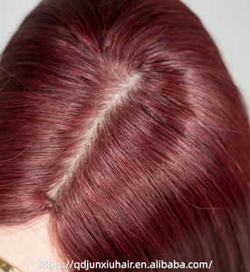 Topper de <span class=keywords><strong>cheveux</strong></span> naturels avec dentelle HD invisible, effet cuir chevelu naturel, raie au milieu, résistant à la chaleur, rouge bordeaux, pour femme, usage quotidien et soirées - Product Image 3