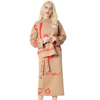 Ensemble de pulls tricotés pour femmes à la mode avec LOGO personnalisé pull à manches longues tricots amples pull décontracté à col rond pour femmes