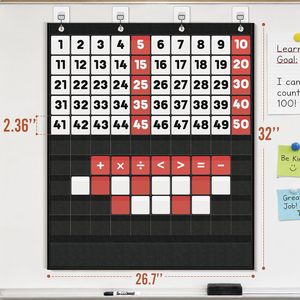 Tableau de poche avec plus de 100 poches, 120 cartes recto-verso, apprentissage des mathématiques, tableau noir pour la salle de classe, comptage pour enfants - Product Image 2