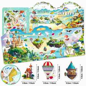 Nouveau design créatif, livre d'activités pour enfants, livre silencieux interactif parent-enfant, château dans le ciel, autocollants en gel réutilisables - Product Image 4