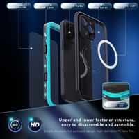 SHELLBOX Magnetic IP68 Tahan Air TPU+PC+PET  Casing Ponsel Kristal Bening dengan Tali Gantungan untuk iPhone 17 16 15 Pro Max