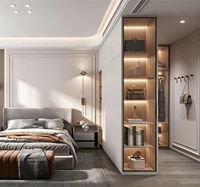 Dressing sur mesure pour toute la maison, style moderne et minimaliste, avec éclairage LED, porte en verre, armoire de rangement pour chambre à coucher