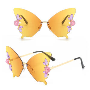 2025 nuevas gafas, venta al por mayor, gafas de sol con mariposa de diamantes, 2024, gafas de sol sin montura para mujer, gafas de sol - Product Image 6