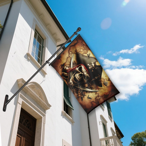 Bandiera Vintage Pirata Teschio 3x5ft con Sfondo Mappa Nautica, Striscione in Poliestere Bifacciale per Halloween e Feste - Product Image 3