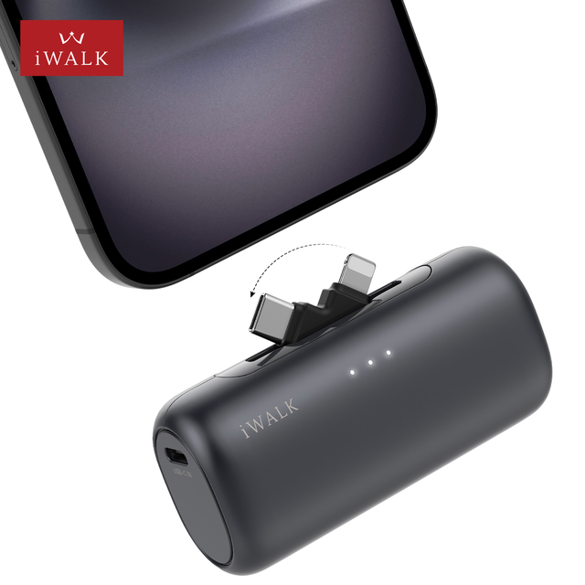 Mini Two Tail Plug Power Bank 5000mAh 15W Fast Charging Multi-Functional Portable Charger for iPhone 11 12 13 14 15 16 Pro Max