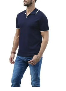 เสื้อโปโลปักลายสำหรับผู้ชายเสื้อโปโลสีล้วนแบบสีตัดกันสำหรับใส่เล่นกอล์ฟ - Product Image 2