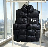Gilet d'hiver personnalisé en toile brodée en 3D, sur mesure, décontracté, ample, sans manches, avec fermeture éclair, imperméable, rembourré de duvet pour homme