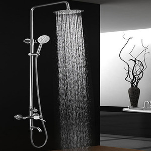 304 Stainless Steel Brushed Rain <b>Shower</b> Set With Handheld Mixer Valve Ceramic Core Round Head Bathroom <b>Shower</b> <b>System</b> - Product Image 1