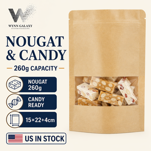 Bolsa de Papel Kraft con Ventana y Cierre Hermético, Apta para Alimentos, 15*22*4cm, 6*8.7*1.6in, para Envasar Té, Café, Nueces, Snacks, Producto en Stock en EE. UU. - Product Image 3