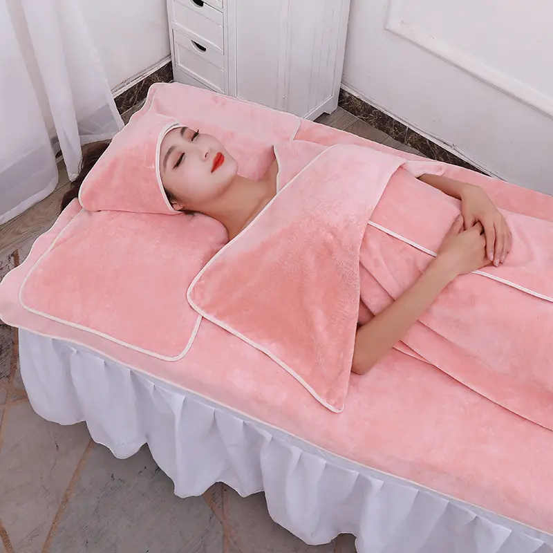 Salon di bellezza all'ingrosso turbante gonna da bagno massaggio letto foro microfibra asciugamano suit
