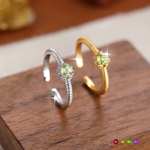 9 Vintage 4mm Natural Stone Waterproof Non Tarnish <b>Ring</b> Gold Plated Sterling <b>Silver</b> Open S925 Promise <b>Chunky</b> Fine Jewelry - Product Image 2