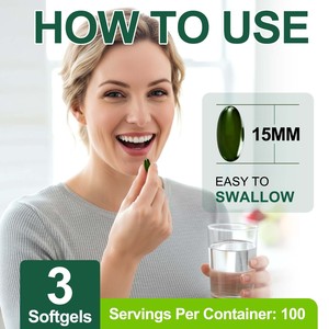 Compléments alimentaires Acentiallabs pour renforcer l'immunité, spiruline chlorella 17 en 1, spiruline chlorella naturellement riche en chlorophylle, gélules molles - Product Image 3